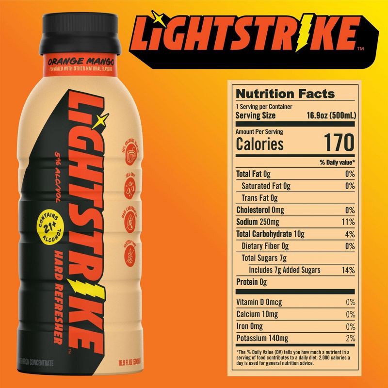 slide 5 of 11, New Belgium Lightstrike Hard Refresher Orange Mango - 4pk/16.9 fl oz Bottles, 4 ct, 16.9 fl oz