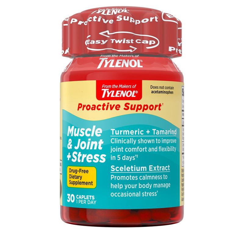 slide 10 of 10, Tylenol Proactive Support Muscle & Joint + Stress Relieve - 30ct, 30 ct