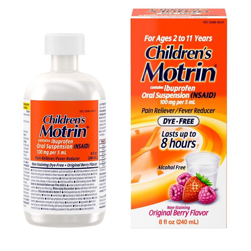 slide 7 of 11, Motrin NSAID Children's Original Dye-Free Ibuprofen Liquid - Berry - 8 fl oz, 8 fl oz