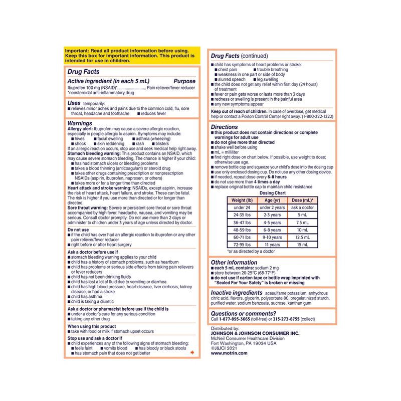 slide 8 of 11, Motrin NSAID Children's Original Dye-Free Ibuprofen Liquid - Berry - 8 fl oz, 8 fl oz