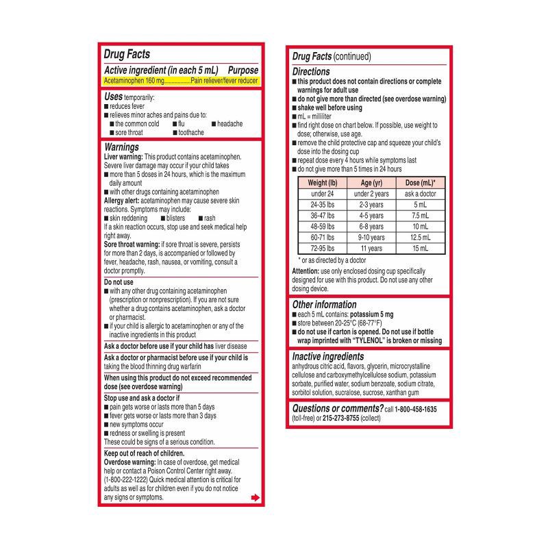 slide 10 of 11, Tylenol Children's Pain + Fever Ages 2 - 11 Years - Apple Flavor Dye-Free Acetaminophen Liquid Suspension- 4 fl oz, 4 fl oz