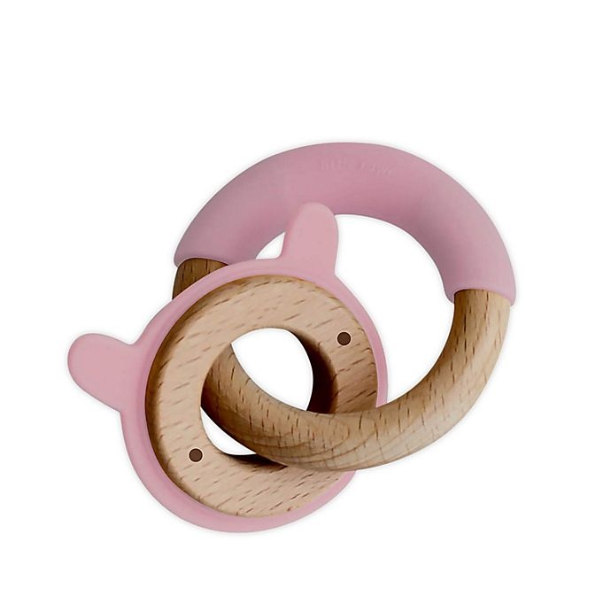 slide 1 of 1, Little Rawr Silicone and Wood Teether - Pink, 1 ct