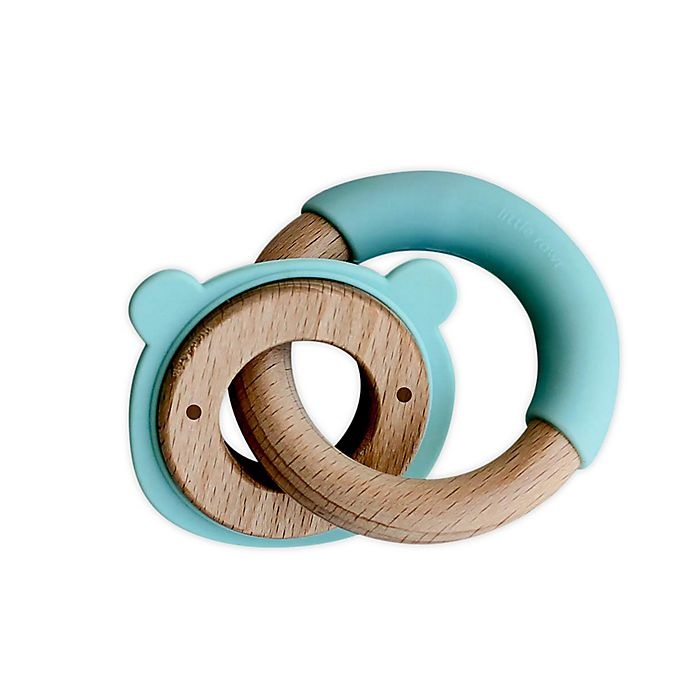 slide 1 of 1, Little Rawr Silicone and Wood Teether - Blue, 1 ct