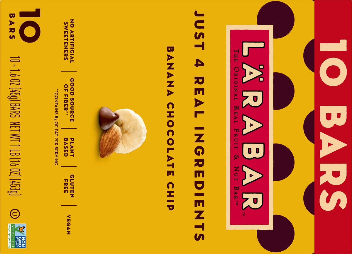 slide 12 of 13, LÄRABAR Banana Chocolate Chip Fruit & Nut Bar 10 ea, 10 ct; 16 oz