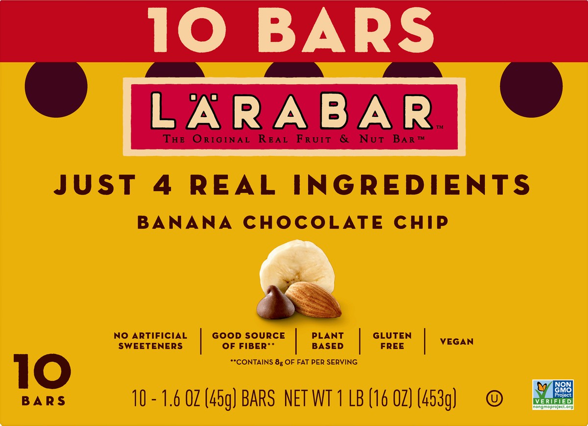 slide 5 of 13, LÄRABAR Banana Chocolate Chip Fruit & Nut Bar 10 ea, 10 ct; 16 oz