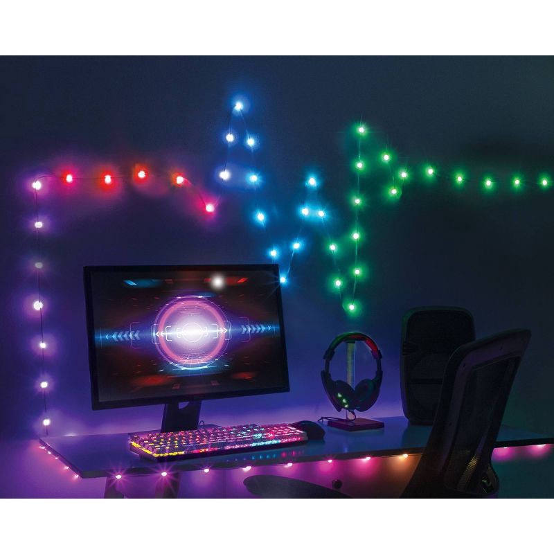 slide 2 of 3, West & Arrow 30' Flexible Strand Dot Lights Sound Reactive with Remote Control USB Powered Red/Blue/Green, 1 ct