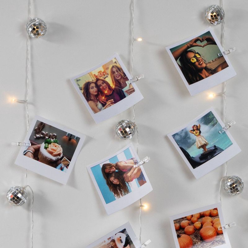 slide 3 of 3, West & Arrow Disco Ball Curtain Light with Photo Clips Battery Powered, 1 ct