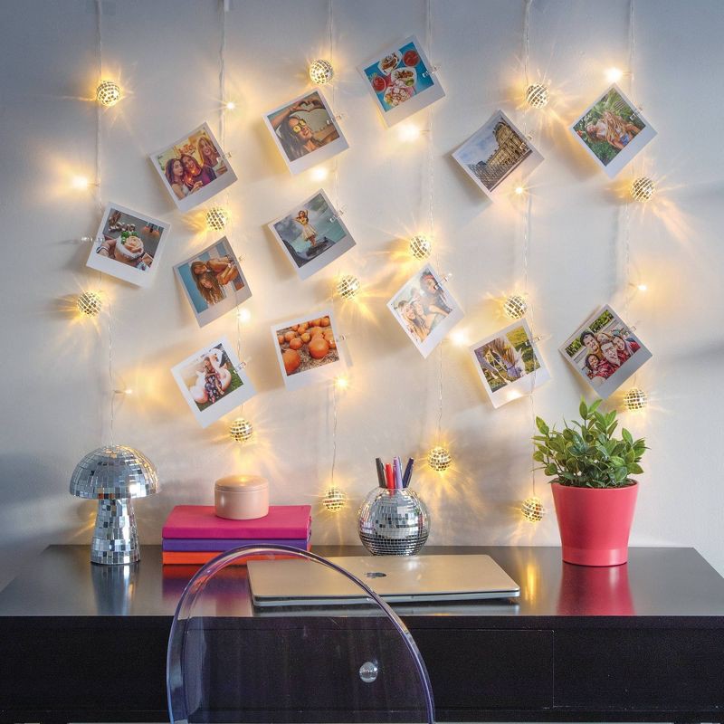 slide 1 of 3, West & Arrow Disco Ball Curtain Light with Photo Clips Battery Powered, 1 ct