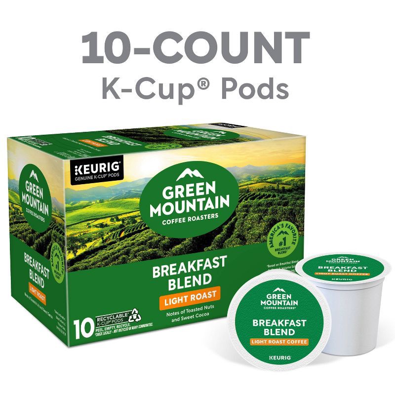 slide 3 of 19, Green Mountain Light Roast Breakfast Blend Coffee Pods - 10ct, 10 ct