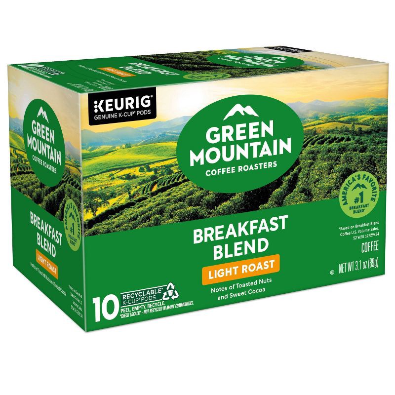 slide 17 of 19, Green Mountain Light Roast Breakfast Blend Coffee Pods - 10ct, 10 ct