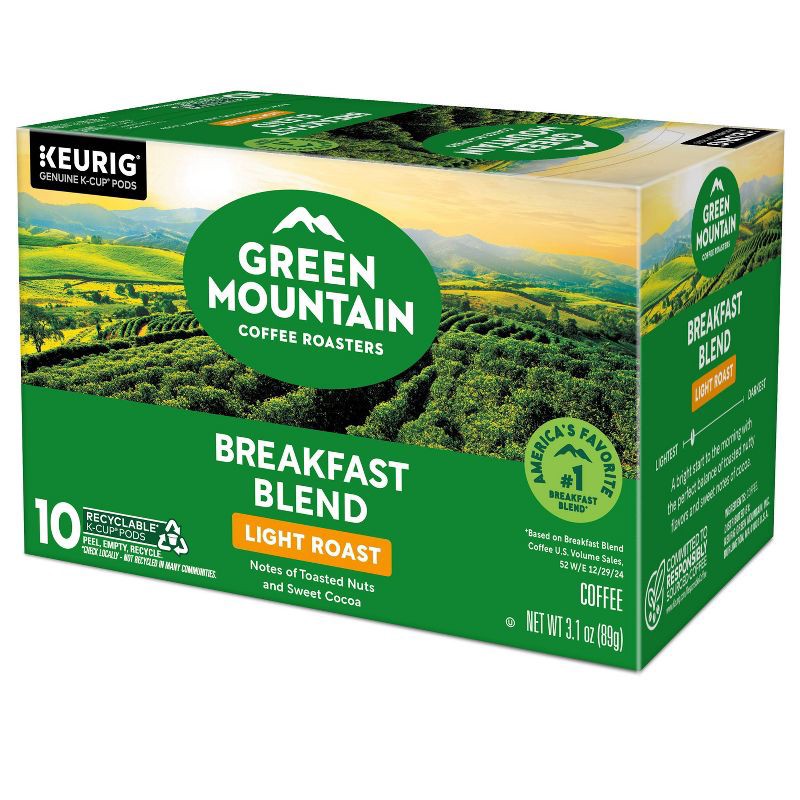 slide 18 of 19, Green Mountain Light Roast Breakfast Blend Coffee Pods - 10ct, 10 ct