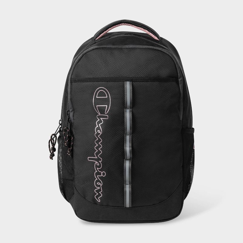 slide 1 of 5, Champion Center Backpack - Black/Pink, 1 ct