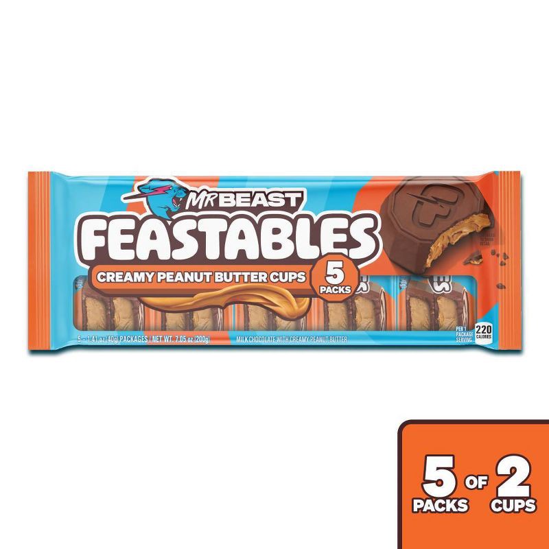 slide 1 of 6, Feastables MrBeast Peanut Butter Cups - 7.05oz/5ct, 7.05 oz, 5 ct