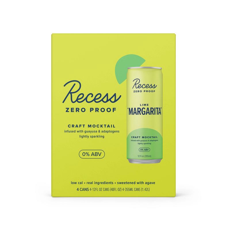 slide 1 of 5, Recess Zero Proof Lime Margarita Non-Alcoholic - 4pk/12 fl oz Cans, 4 ct; 12 fl oz