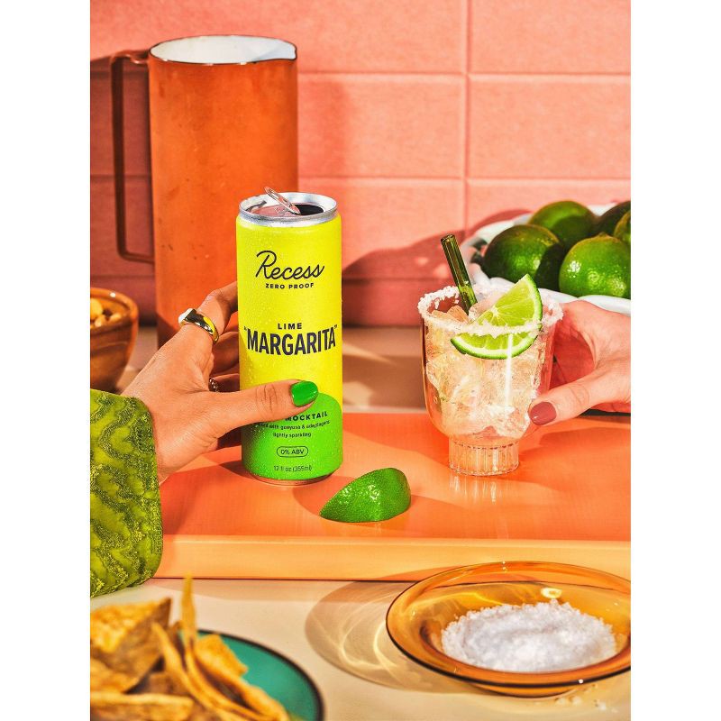 slide 5 of 5, Recess Zero Proof Lime Margarita Non-Alcoholic - 4pk/12 fl oz Cans, 4 ct; 12 fl oz