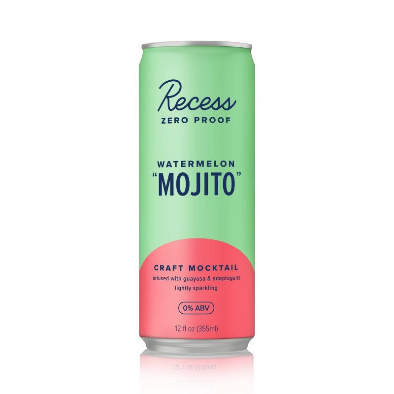 slide 2 of 5, Recess Zero Proof Watermelon Mojito Non-Alcoholic - 4pk/12 fl oz Cans, 4 ct; 12 fl oz