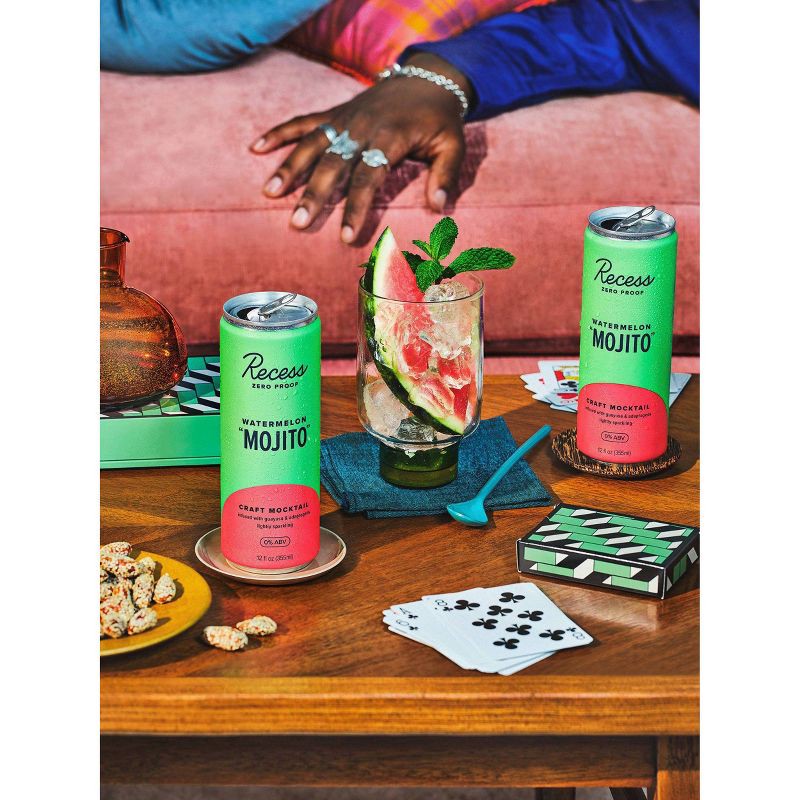 slide 5 of 5, Recess Zero Proof Watermelon Mojito Non-Alcoholic - 4pk/12 fl oz Cans, 4 ct; 12 fl oz