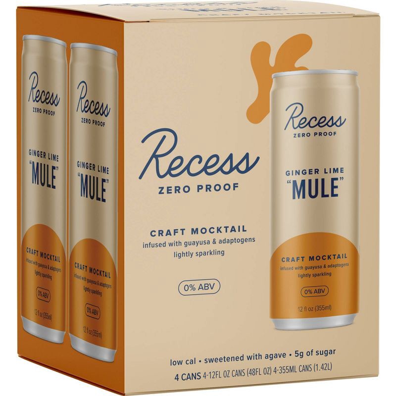 slide 1 of 6, Recess Zero Proof Ginger Lime Mule - 4pk/12 fl oz Cans, 4 ct; 12 fl oz