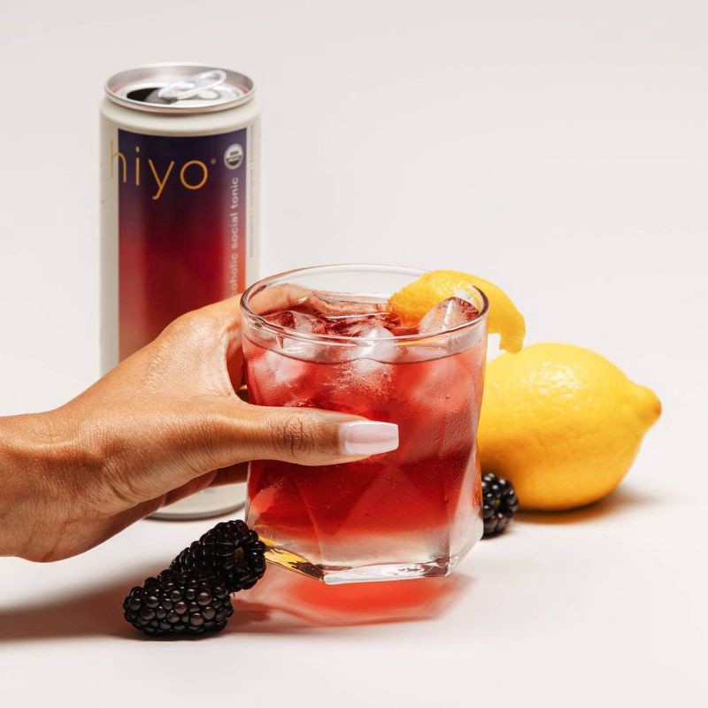 slide 5 of 8, Hiyo NA Hiyo Non-Alcoholic Blackberry Lemon Organic Social Tonic - 4pk/12 fl oz Cans, 4 ct; 12 fl oz