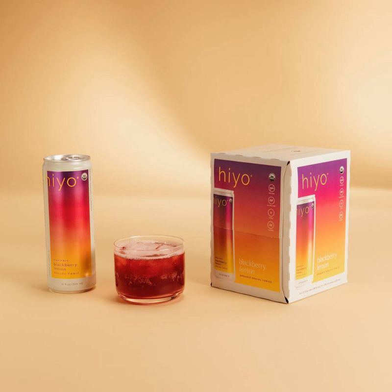 slide 6 of 8, Hiyo NA Hiyo Non-Alcoholic Blackberry Lemon Organic Social Tonic - 4pk/12 fl oz Cans, 4 ct; 12 fl oz