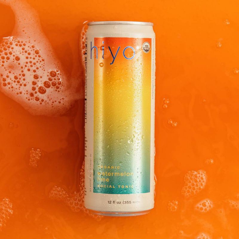 slide 4 of 8, Hiyo NA Hiyo Non-Alcoholic Watermelon Lime Organic Social Tonic - 4pk/12 fl oz Cans, 4 ct; 12 fl oz