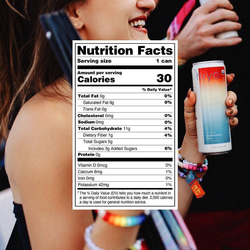 slide 8 of 8, Hiyo NA Hiyo Non-Alcoholic Watermelon Lime Organic Social Tonic - 4pk/12 fl oz Cans, 4 ct; 12 fl oz