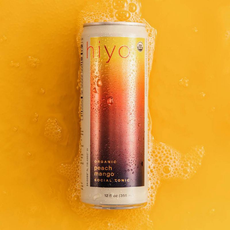 slide 4 of 8, Hiyo NA Hiyo Non-Alcoholic Peach Mango Organic Social Tonic - 4pk/12 fl oz Cans, 4 ct; 12 fl oz