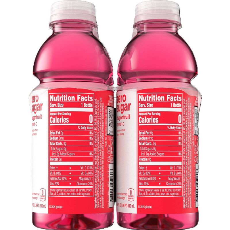 slide 4 of 4, Vitamin Water Zero Sugar Dragon Fruit Power C Flavored Water - 6pk/16.9 fl oz Bottles, 6 ct; 16.9 fl oz