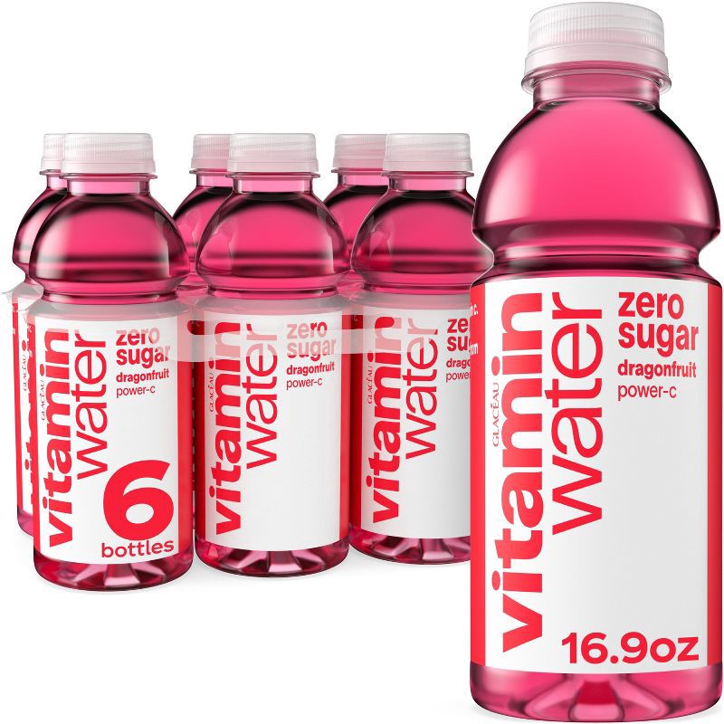 slide 1 of 8, Vitamin Water Zero Sugar Dragon Fruit Power C Flavored Water - 6pk/16.9 fl oz Bottles, 6 ct; 16.9 fl oz
