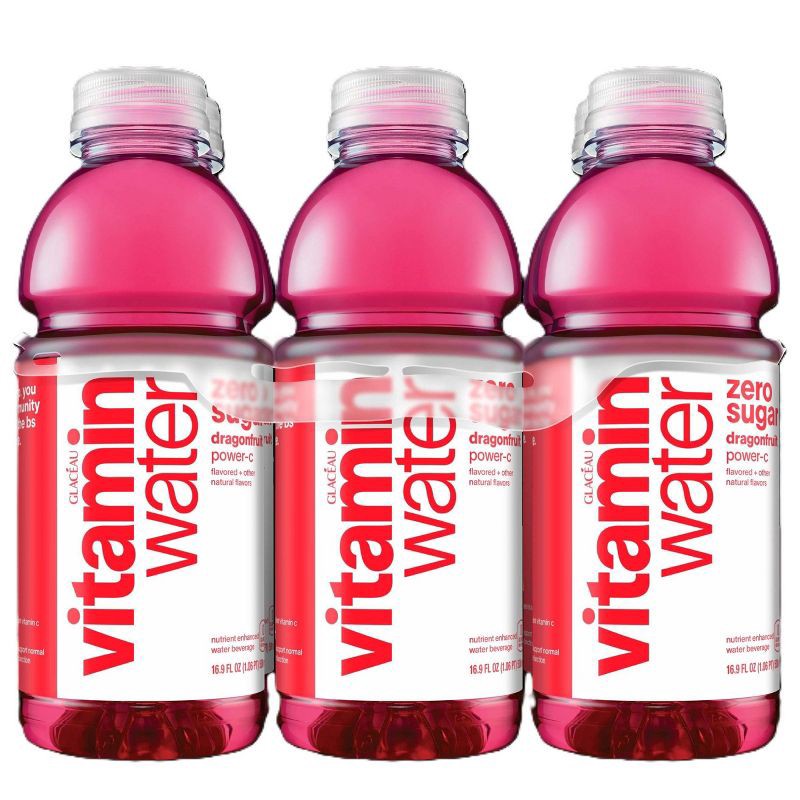 slide 1 of 4, Vitamin Water Zero Sugar Dragon Fruit Power C Flavored Water - 6pk/16.9 fl oz Bottles, 6 ct; 16.9 fl oz