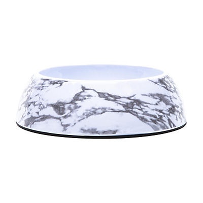 slide 1 of 1, Woof and Whiskers Non-skid Melamine Pet Bowl White Marble, 1 ct