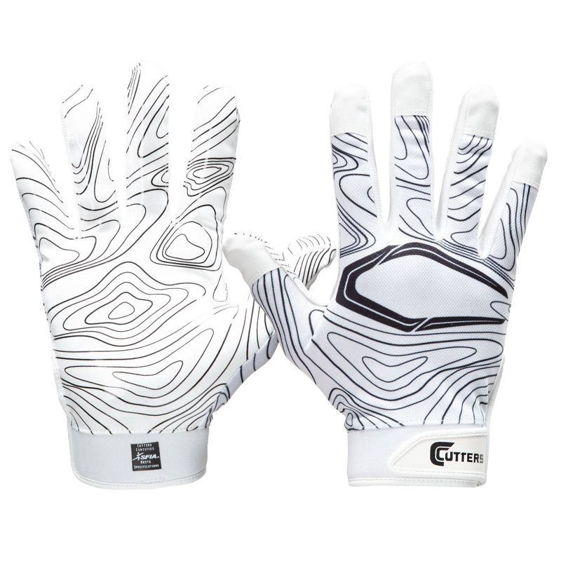 slide 1 of 3, Shock Doctor Cutters Game Day Receiver Gloves, White Topo, YL/YXL, 1 ct