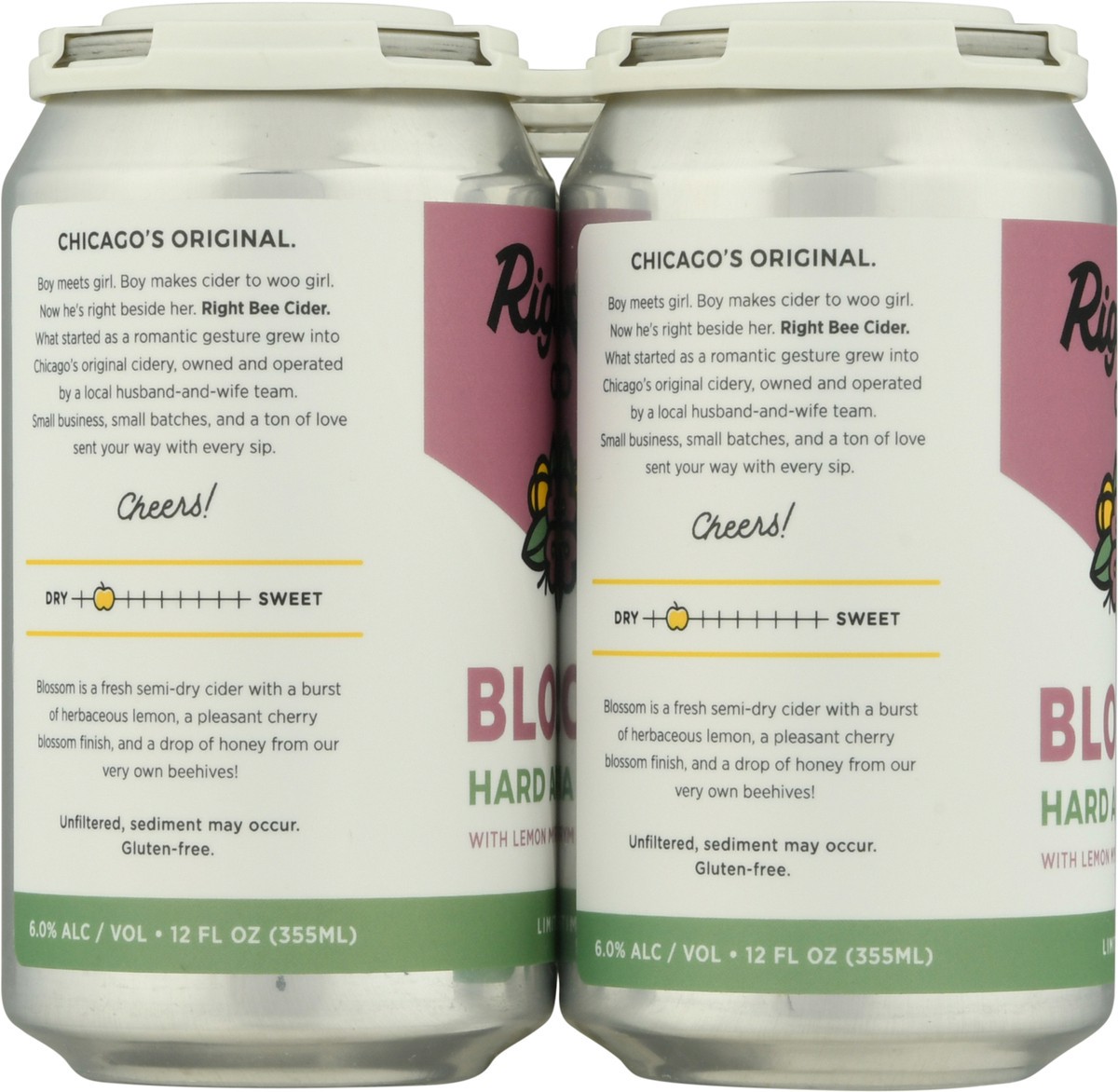 slide 3 of 11, Right Bee Hard Apple Cider Blossom Hard Apple Cider 6-12 oz Cans, 6 ct