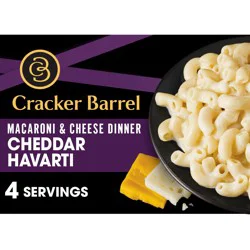 Cracker Barrel Mac and Cheese, 1 Box, for Easy Dinner or Dinner Sides, Cheddar Havarti Flavor, No Artificial Flavors or Dyes, 14 oz