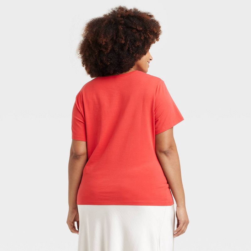slide 2 of 4, Women's Short Sleeve T-Shirt - A New Day™ Red XXL: Crew Neck, Lightweight Jersey, 1 ct