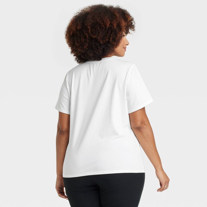 slide 2 of 4, Women's Short Sleeve T-Shirt - A New Day™ White XXL: Casual Fit, Cotton-Spandex Blend, Crew Neck, Lightweight Jersey Fabric, 1 ct