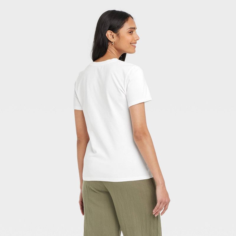 slide 2 of 4, Women's Short Sleeve T-Shirt - A New Day™ White M: Casual Fit, Crew Neck, Lightweight Cotton-Spandex Blend, Machine Washable, 1 ct