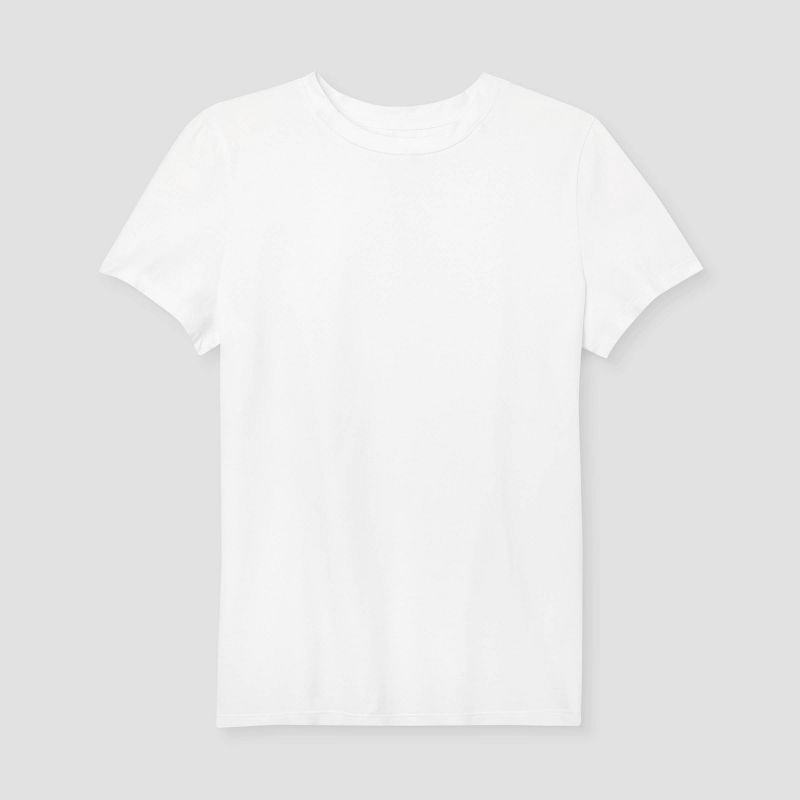 slide 4 of 4, Women's Short Sleeve T-Shirt - A New Day™ White M: Casual Fit, Crew Neck, Lightweight Cotton-Spandex Blend, Machine Washable, 1 ct