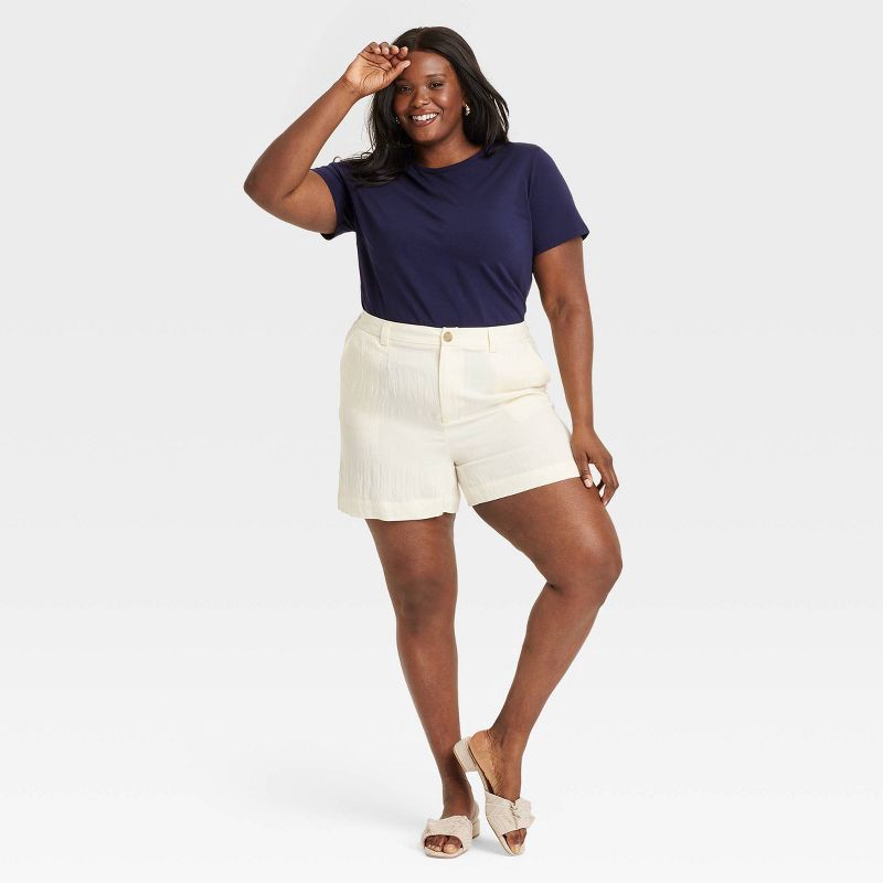 slide 3 of 4, Women's Short Sleeve T-Shirt - A New Day™ Navy XXL: Cotton Spandex Blend, Crew Neck, Jersey Fabric, 1 ct