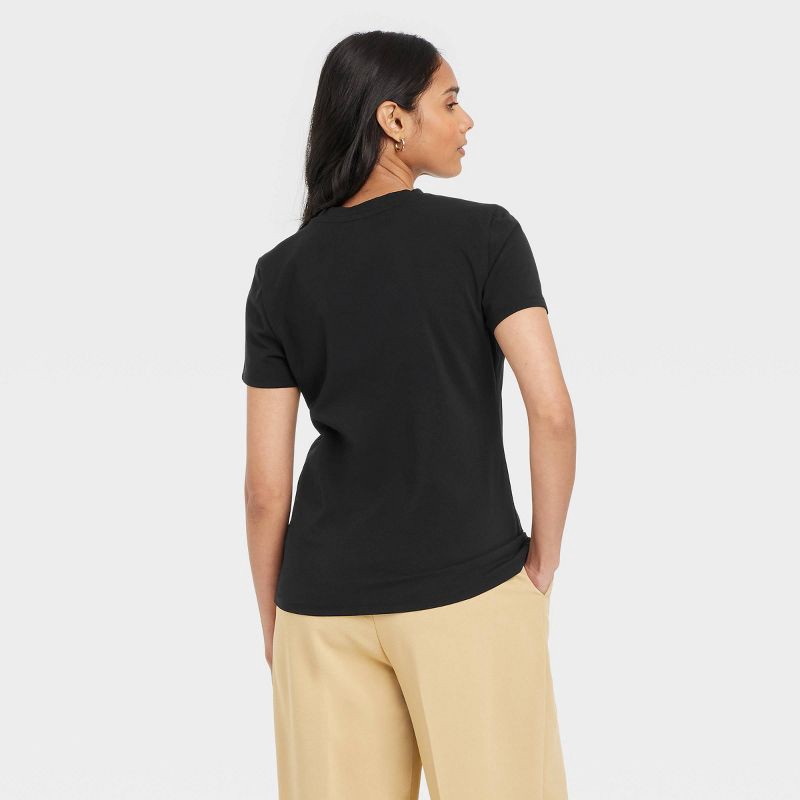 slide 2 of 4, Women's Short Sleeve T-Shirt - A New Day™ Dark Black S: Cotton Spandex Blend, Crew Neck,, 1 ct