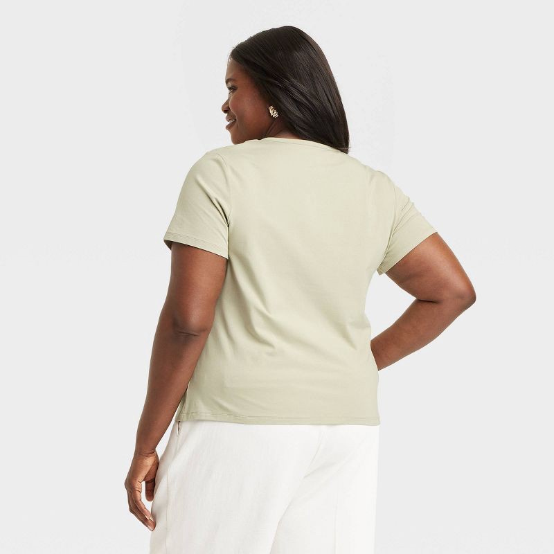 slide 2 of 4, Women's Short Sleeve T-Shirt - A New Day™ Light Green XXL: Cotton-Spandex Blend, Midweight Jersey, Casual Pullover, Crew Neck, 1 ct
