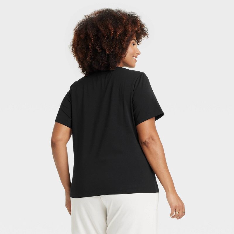slide 2 of 4, Women's Short Sleeve T-Shirt - A New Day™ Dark Black XXL: Crew Neck, Lightweight Jersey, Pullover Style, 1 ct