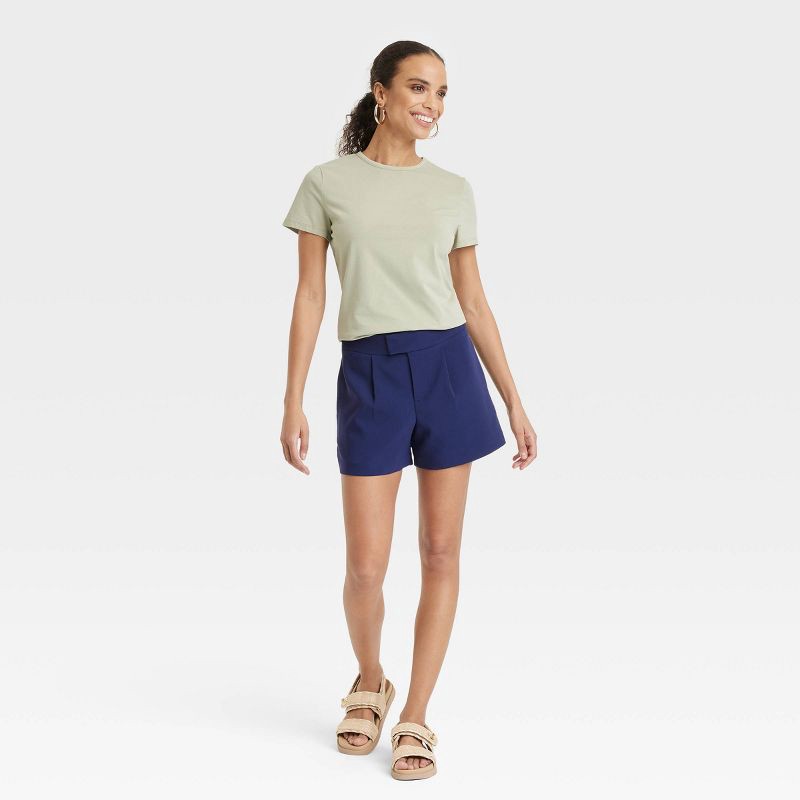 slide 3 of 4, Women's Short Sleeve T-Shirt - A New Day™ Light Green M: Cotton Spandex Blend, Crew Neck, Pullover Style, 1 ct