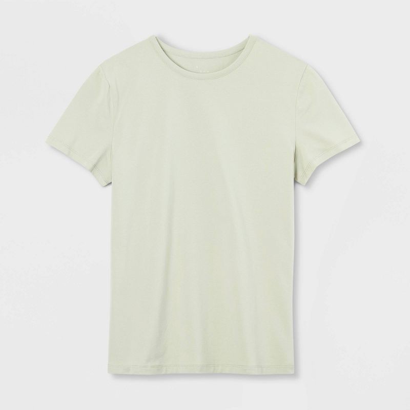 slide 4 of 4, Women's Short Sleeve T-Shirt - A New Day™ Light Green M: Cotton Spandex Blend, Crew Neck, Pullover Style, 1 ct