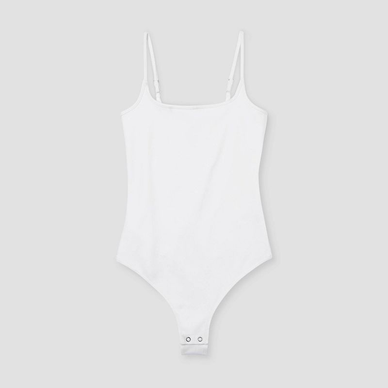 slide 4 of 5, Women's ButterBliss Bodysuit - Wild Fable™ White XS: Recycled Polyester, Spandex, Adjustable Strap, Crotch Snap, Scoop Back, 1 ct