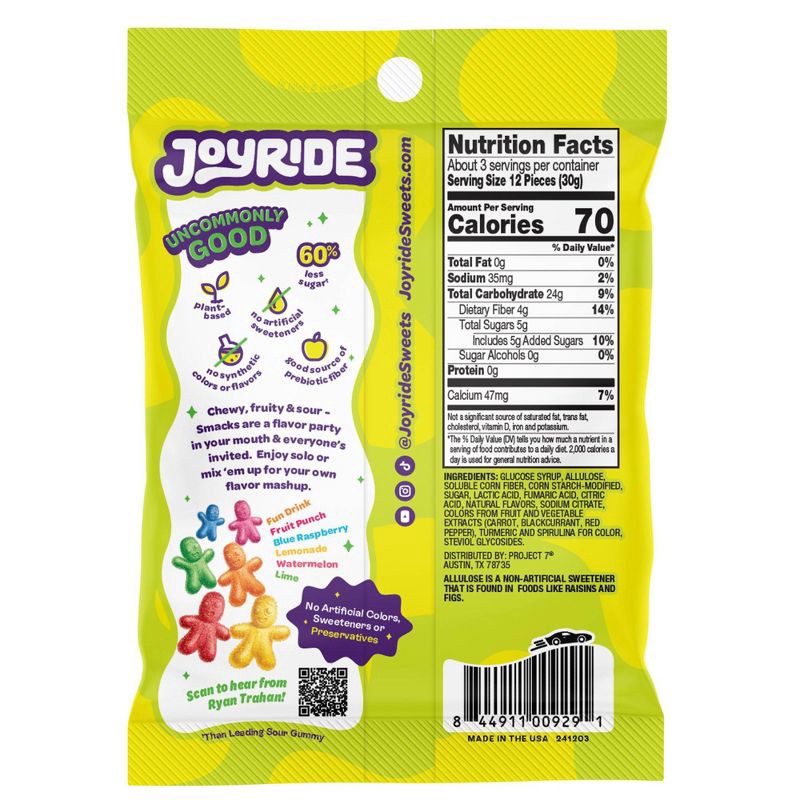 slide 2 of 5, JOYRIDE Candy Sour Gummy Snacks - 3.5oz, 3.5 oz