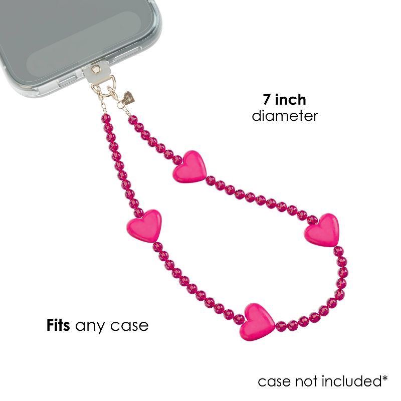 slide 2 of 4, VELVET CAVIAR Phone Charm - Hot Pink Heart: Cell Phone Wristlet Accessory, 1 ct