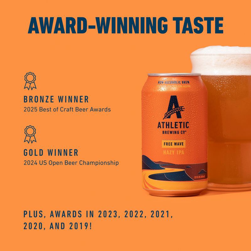 slide 5 of 9, Athletic Brewing Co Athletic Brewing Free Wave Hazy Non-Alcoholic Beer - 12pk/12 fl oz Cans, 12 ct; 12 fl oz