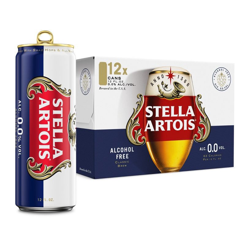 slide 1 of 6, Stella Artois 0.0 Non-alcoholic Premium Beer 12pk/12 fl oz Cans, 12 ct; 12 fl oz