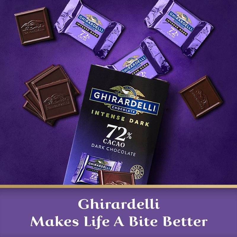 slide 3 of 7, Ghirardelli INTENSE DARK Chocolate Candy SQUARES, 72% Cacao - 4.1oz, 4.1 oz